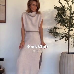 Elegant Cream and Blue Sleeveless Dresses